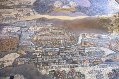 The mosaic in the church of St. George, the oldest map of Palestine.
