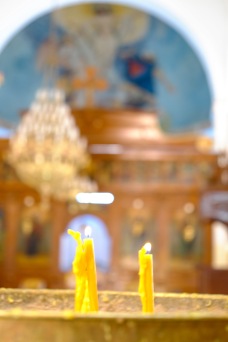 Prayer candles in the church of St. George.